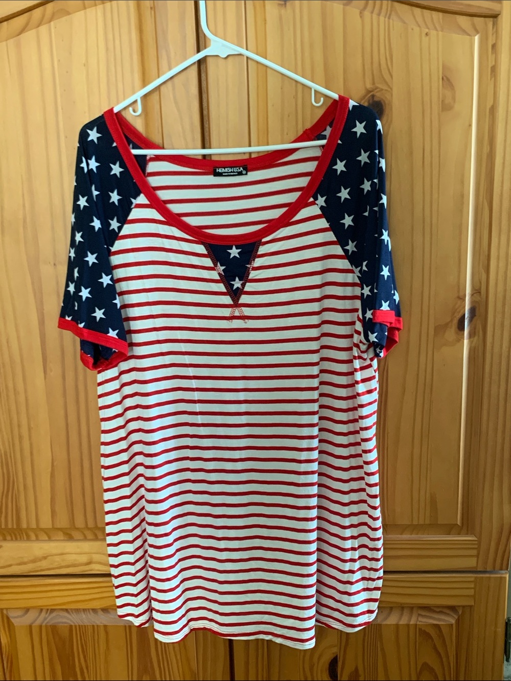 Heimish USA American Flag Stripe Tee in Red, White & Navy NWOT